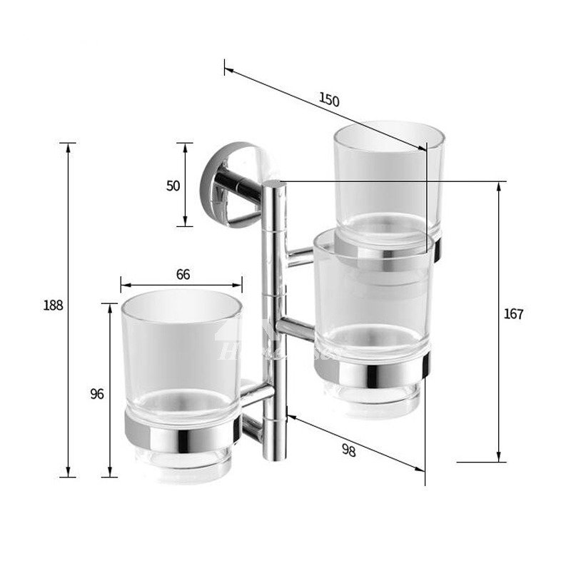 Clear Glass Toothbrush Holder Brass Chrome Swing Arm