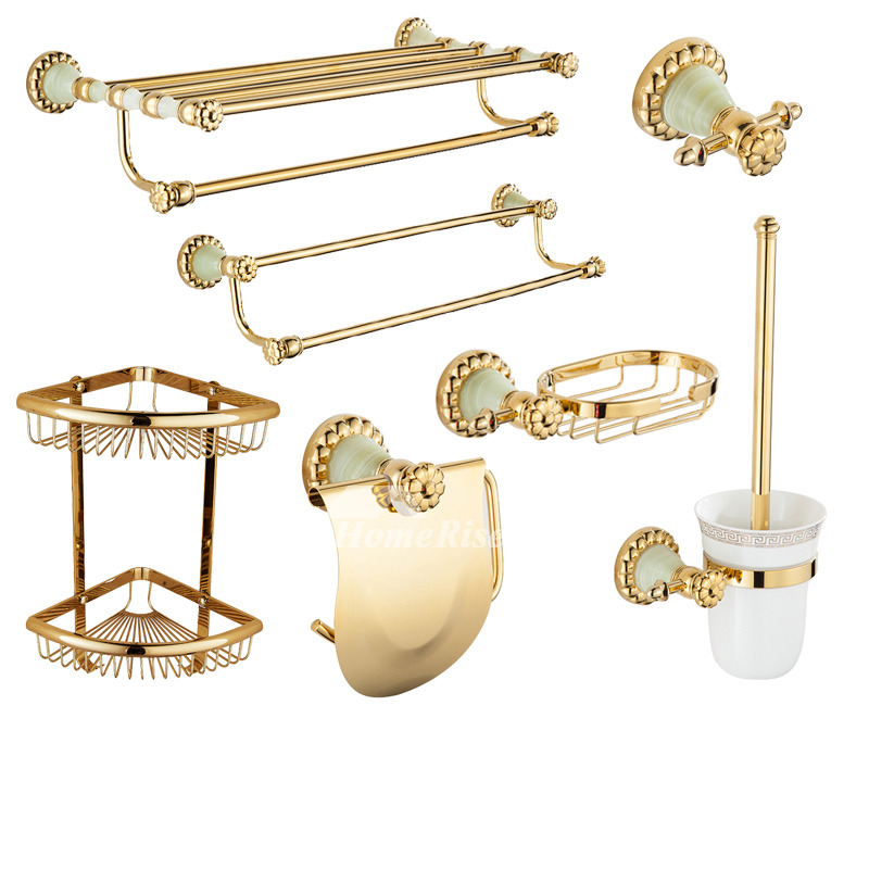 Polished Brass Bathroom Accessories Set Wall Mount Bathroom