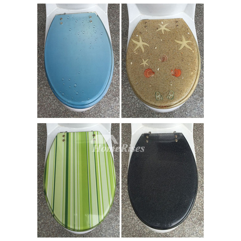 Striped Green/Gray/Yellow Colored Resin Toilet Seat Covers