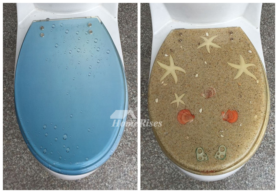 Striped Green/Gray/Yellow Colored Resin Toilet Seat Covers