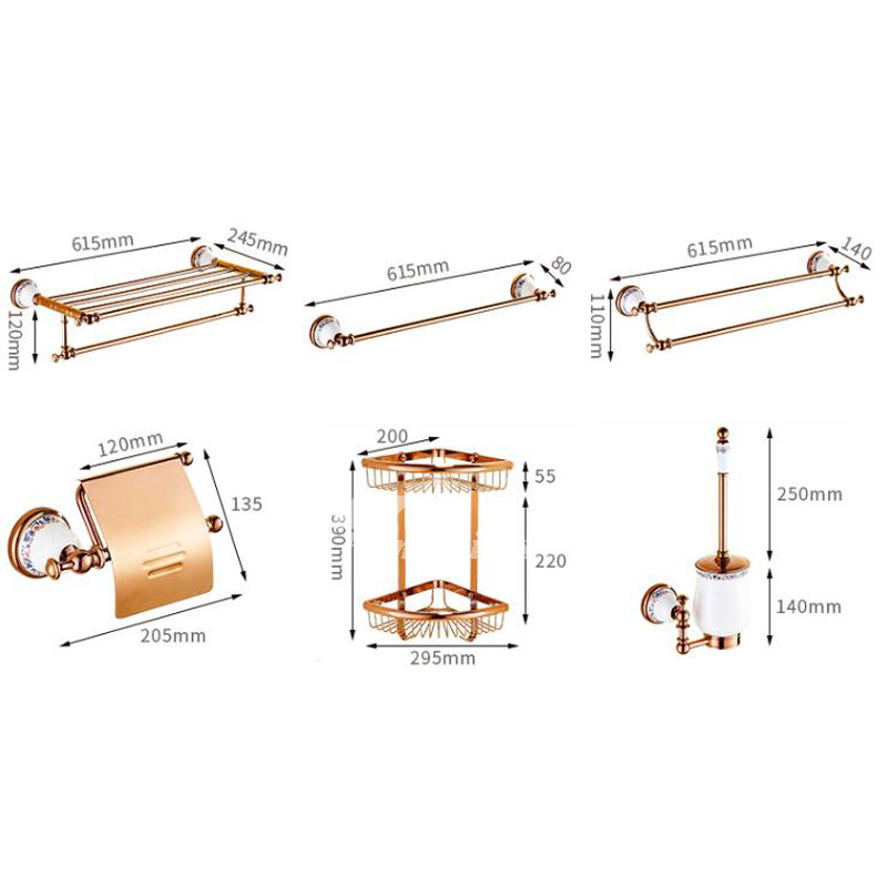 Luxury Rose Gold Copper Bathroom Accessories Set Bath Hardware Towel Bar  ee022