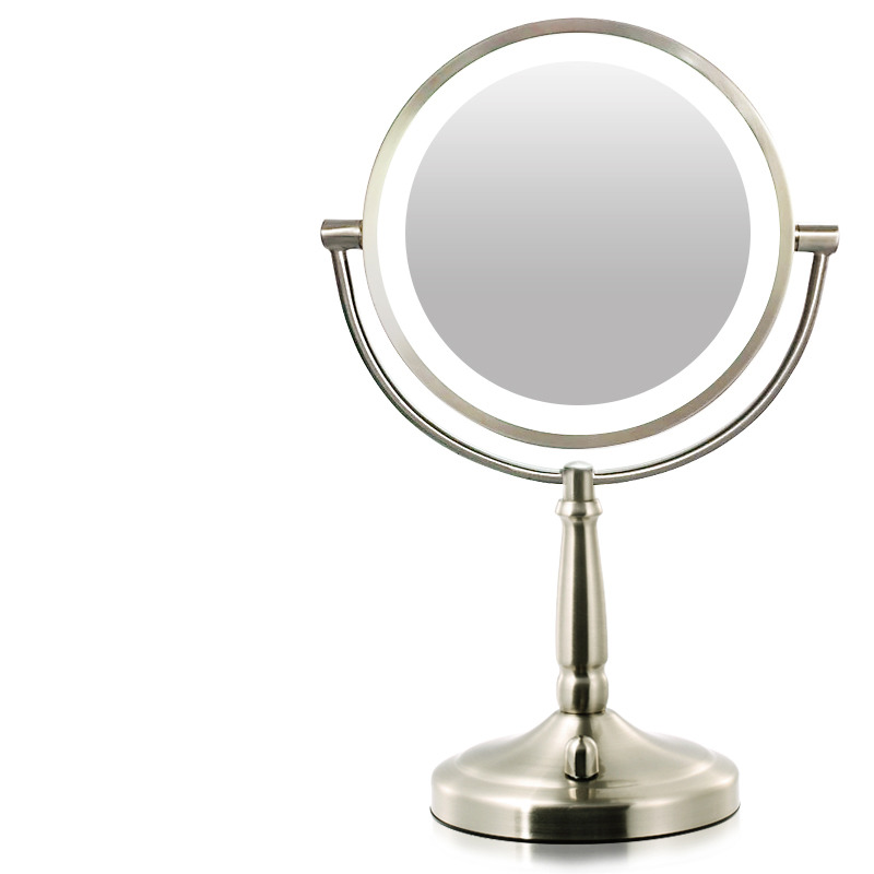 Double Sided Makeup Mirror With Lights 5X Metal