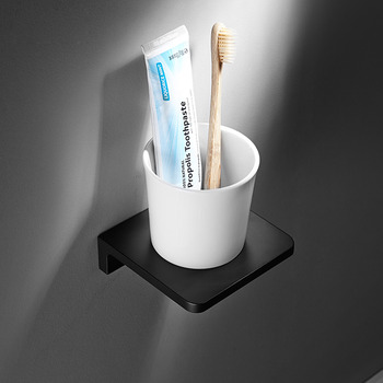 Simple Black Toothbrush Holder Oil-Rubbed Bronze Aluminum Wall Mount