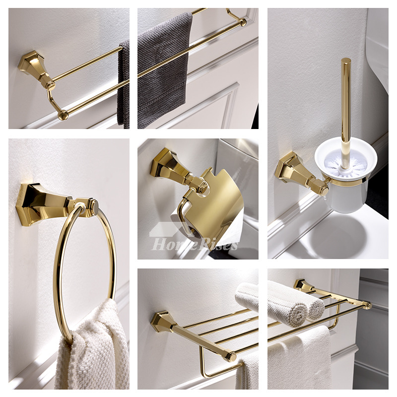 Good Quality 5-Piece Brass Bathroom Accessories Polished Wall Mount