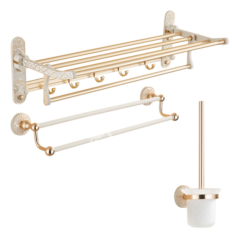 Exquisite White Bathroom Accessories Carved Wall Mount Aluminum