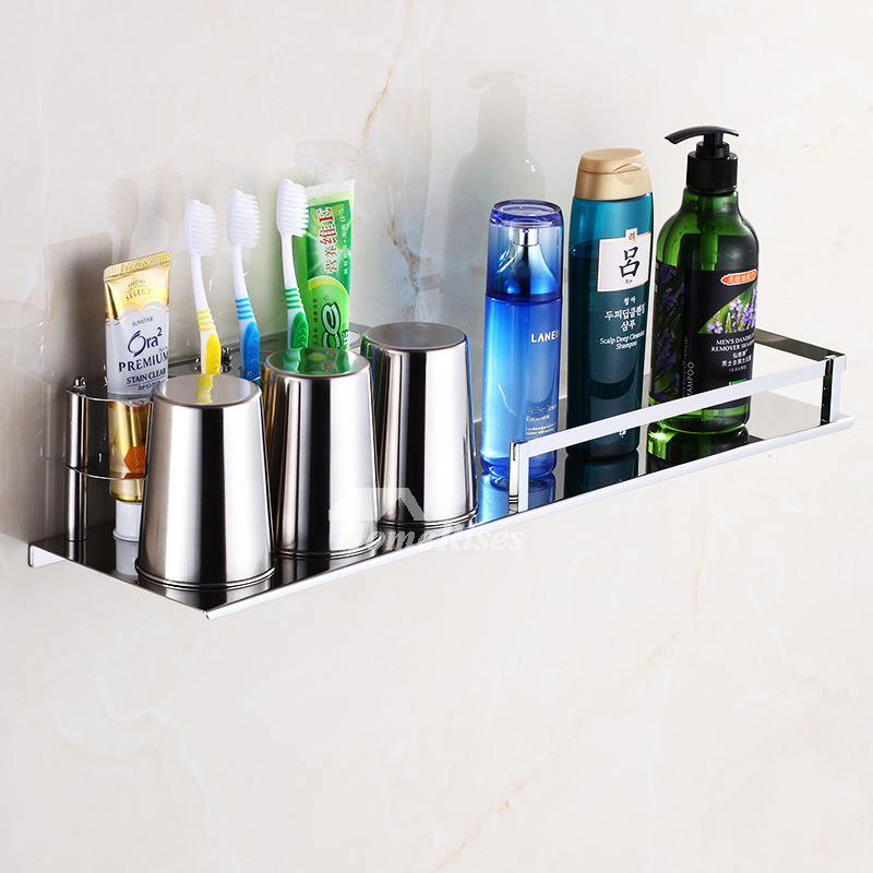 Solid Stainless Steel Wall Mount Toothbrush Holder Silver Bathroom