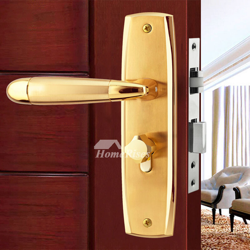 Commercial Door Locks Gold Zinc Alloy Luxury Polished Brass