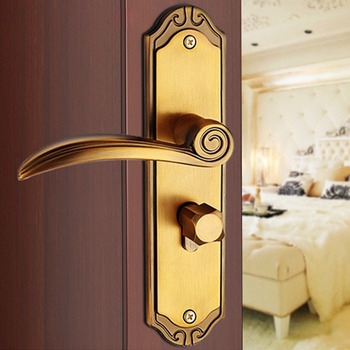 Smooth Antique Brass Bronze Silent Bedroom Door Lock Zinc Alloy