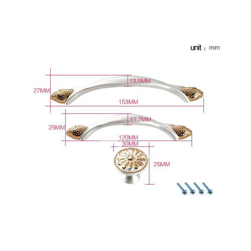 Bedroom Furniture Knobs Black/White/Bronze Zinc Alloy Carved