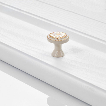 Cabinet Door Knobs Zinc Alloy Small Carved Modern White