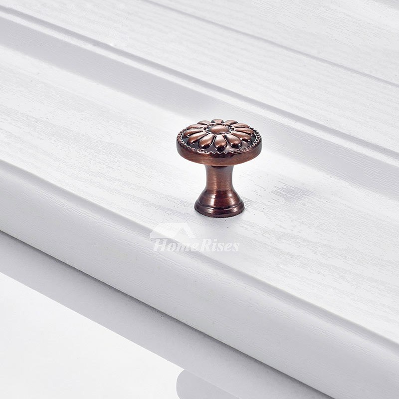 Bronze Knobs Zinc Alloy Carved White Bedroom Brushed