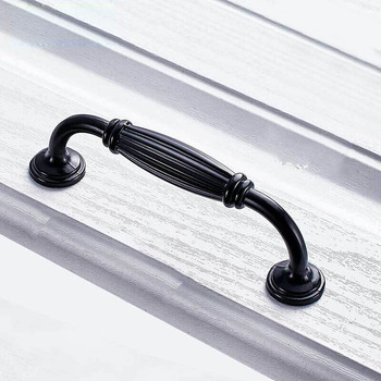 Black Cabinet Knobs Zinc Alloy Designer Smooth Carved Kitchen