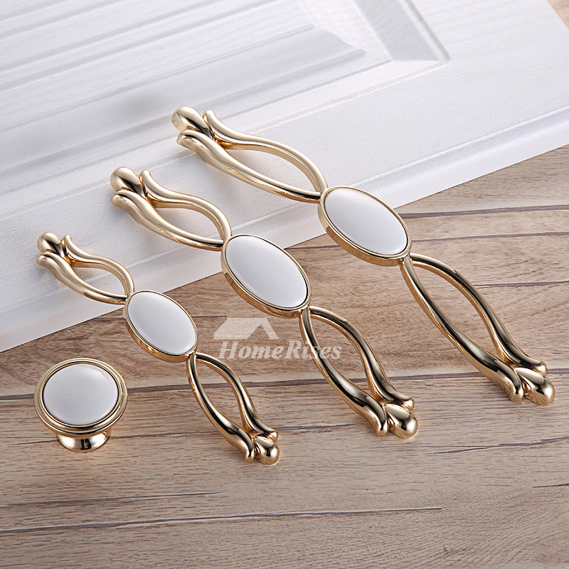 Hardware Pulls Polished Brass Zinc Alloy Knobs Ceramic