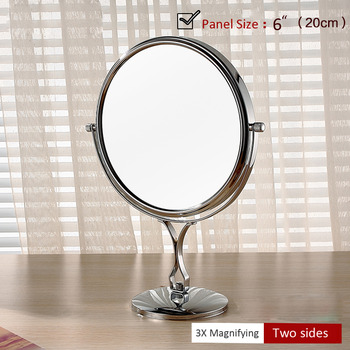 Free Standing Makeup Mirror 3X Magnifying Silver Double Sided