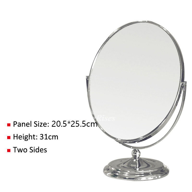 Standing Makeup Mirror Oval Double Sided Silver Metal Anti-Skid Standing Makeup Mirror Oval Double Sided Silver Metal Anti-Skid