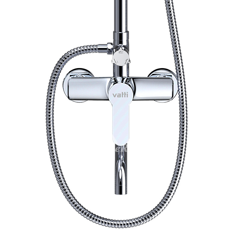 Simple Stainless Steel Silver Chrome Wall Mount Shower Faucet