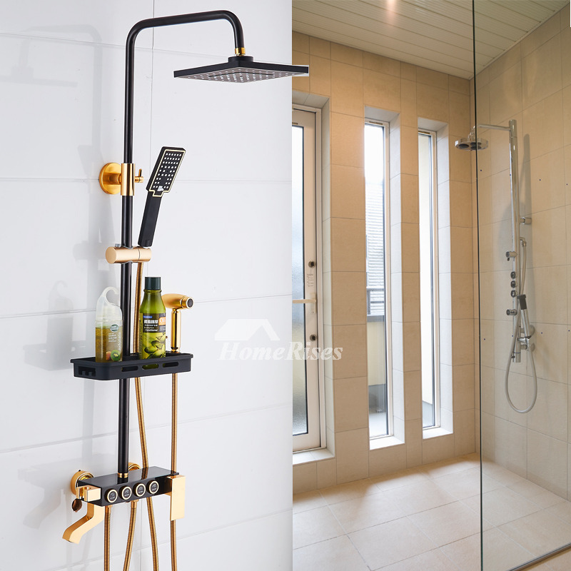 Sidespray Painting Square Exposed Shower System Black Single Handle