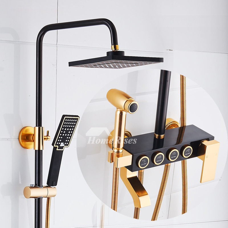 Sidespray Painting Square Exposed Shower System Black Single Handle