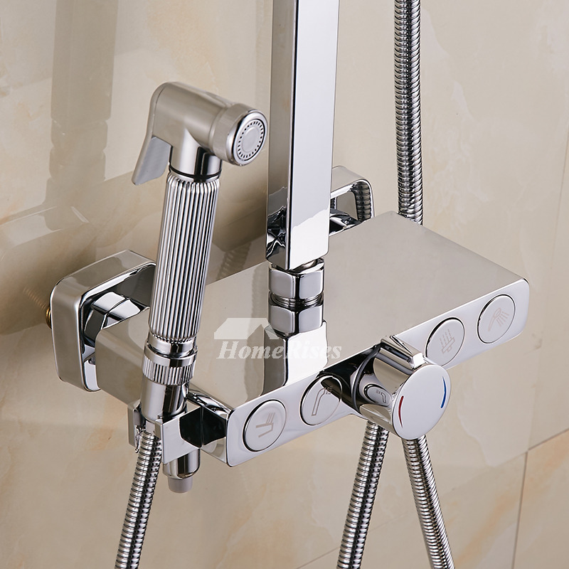 Shower Systems With Body Sprays Silver Chrome Brass Wall Mount