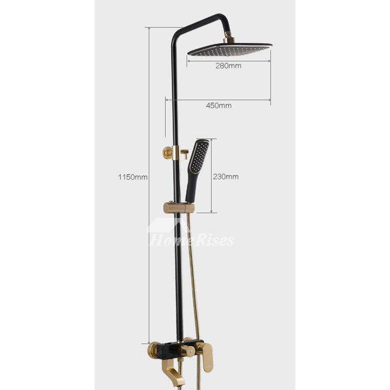 Black Shower Fixtures Wall Mount Painting Square Single Handle