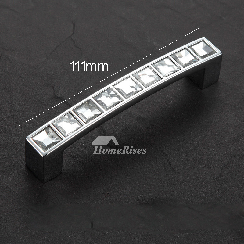 4 Drawer Pulls Gold Silver Crystal Alloy Cabinet Closet Bedroom