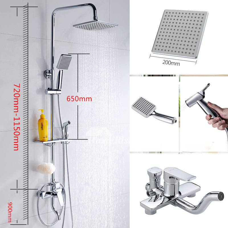 Shower Systems Silver Brass Wall Mount Chrome Sidespray