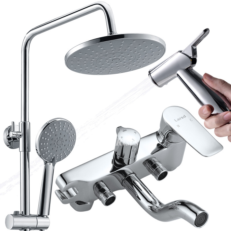 Shower Systems Silver Brass Wall Mount Chrome Sidespray