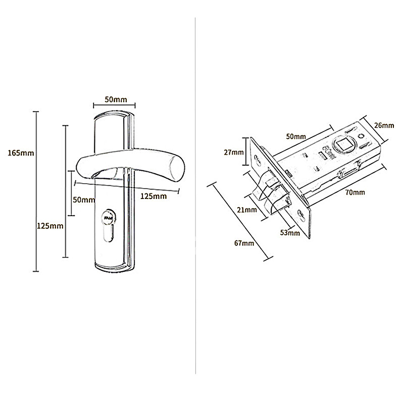 French Door Handles Stainless Steel Silver Brushed Interior Modern