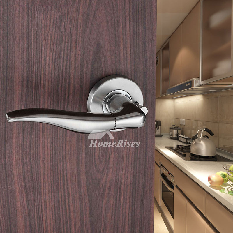 Exterior Door Handles Lock Stainless Steel Brushed Without Key Silver