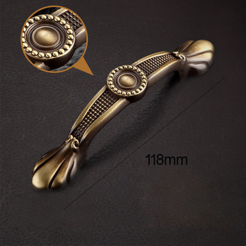 Brass Kitchen Cabinet Pulls Carved Antique Brass 5/6/7.5 Inch Gold