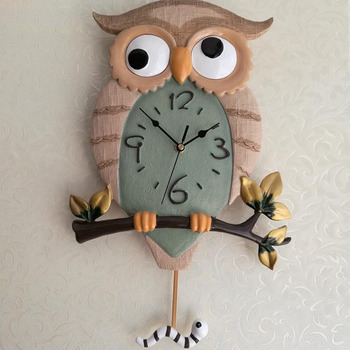 Chic Owl Battery Wall Clocks Carved Silent Cheap Living Room Cool Resin