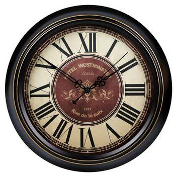 Antique 14/16 Inch Round Wall Clock Metal Cool Silent Hanging Vintage