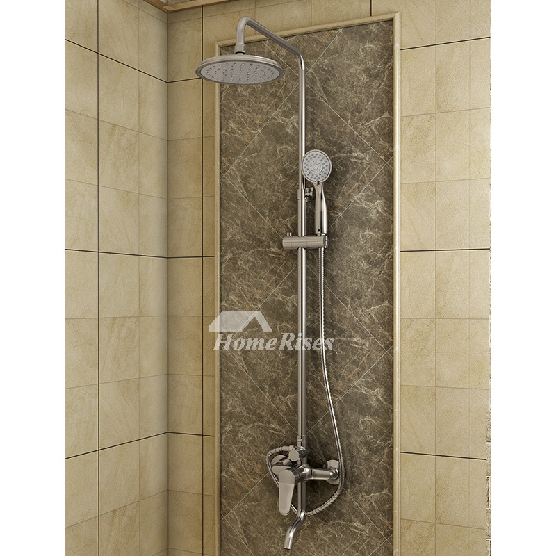 Exposed Shower System 8 Inch Shower Fixtures Wall Mount Silver