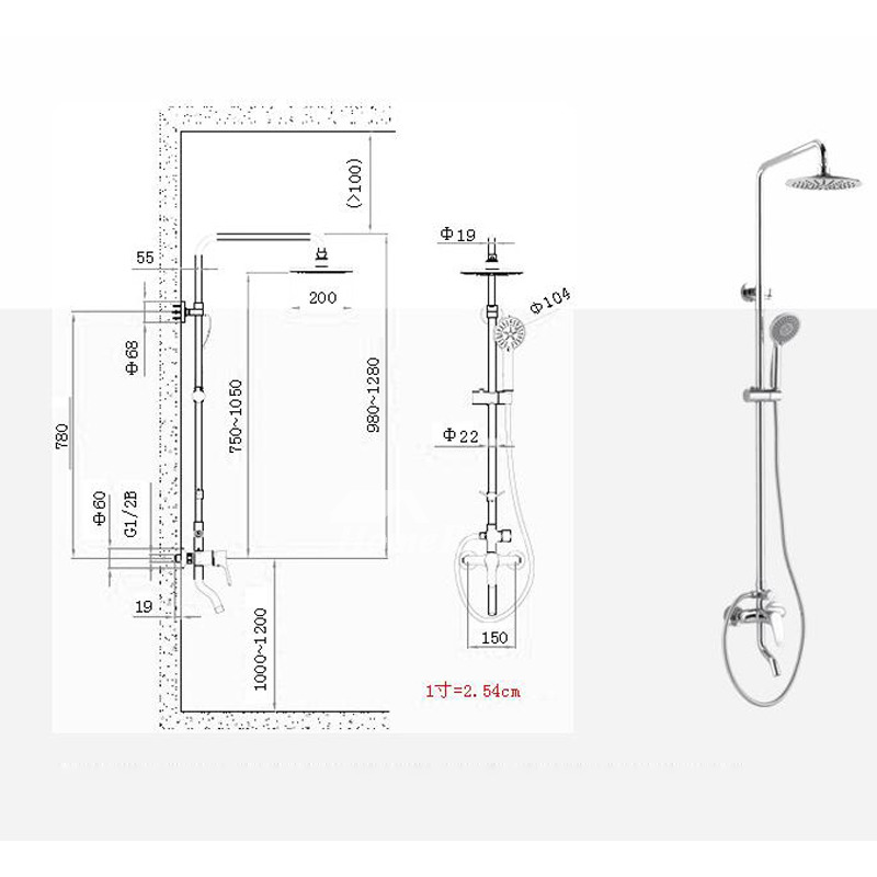 Exposed Shower System 8 Inch Shower Fixtures Wall Mount Silver
