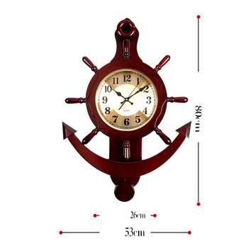 Nautical Wall Clock Wooden Hanging Painting Rustic Silent Living Room
