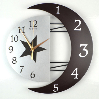Living Room Wall Clocks Silent Modern Creative Wooden Battery Operated