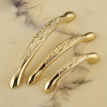 Brass Cabinet Pulls Carved Polished Brass Gold 3.5/6.3 Inch Luxury