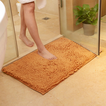 Square Bath Mat Brown/Burgundy/Champagne/Beige Chenille Soft