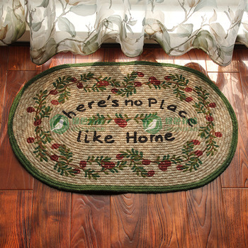Decorative Bath Mats Linen Oval Washable Non Slip Absorbent Rustic
