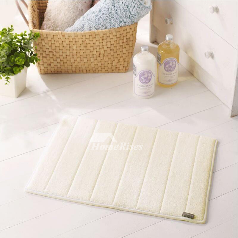 Non Slip Bath Mat Cotton Square Beige/Brown/Green/Blue/Purple Soft