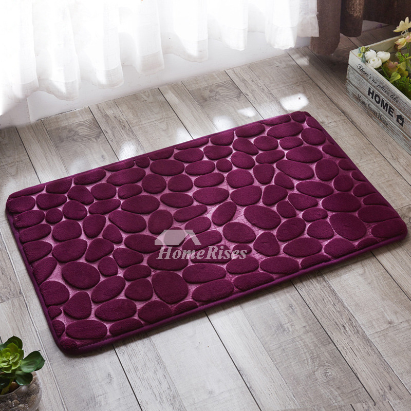 Absorbent Bath Mat Square Polyester Soft Patterned Non Slip Brown/Grey