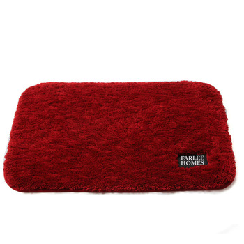Microfiber Bath Mat Red/Pink/Blue Shaggy Plush Square Non Slip Modern