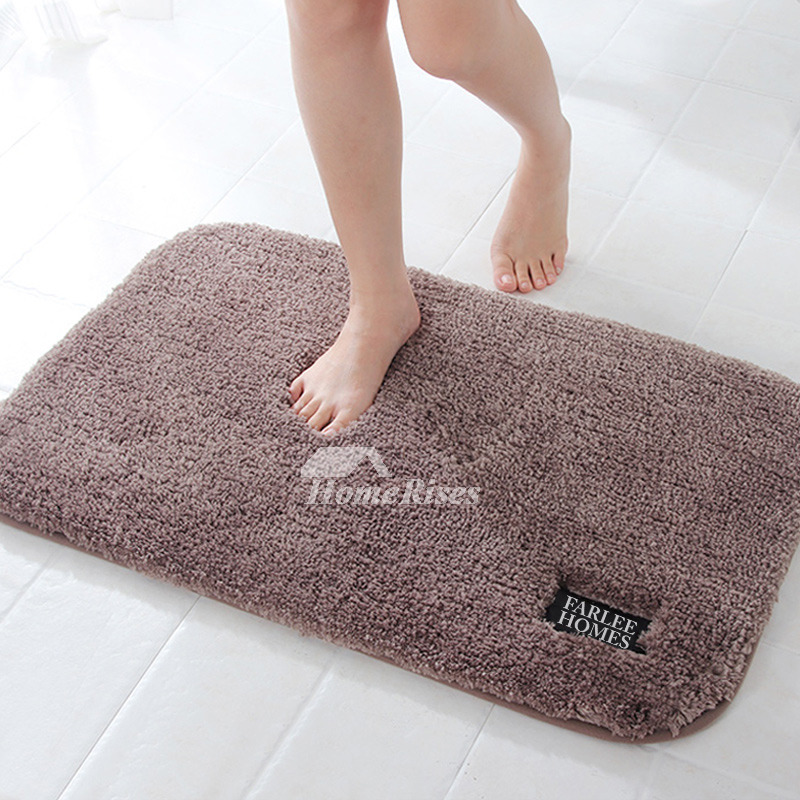 Plush Bath Mat Brown/Grey/Beige/White Shaggy Filber Modern Best