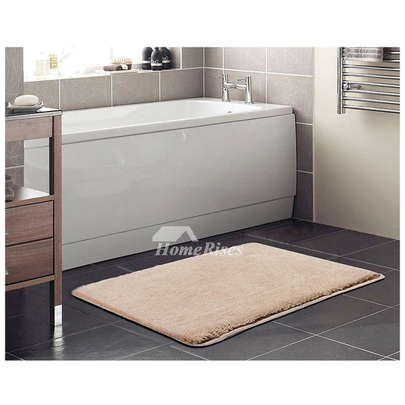 Plush Bath Mat Brown/Grey/Beige/White Shaggy Filber Modern Best