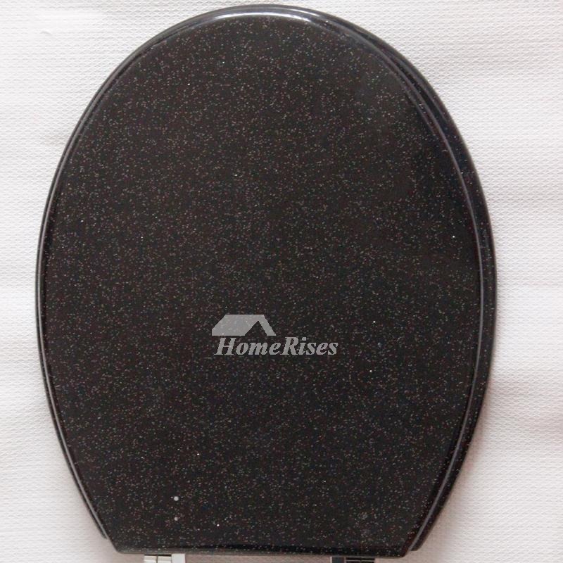 Glitter Toilet Seat Resin Black/Silver Undermount Elongated Colored