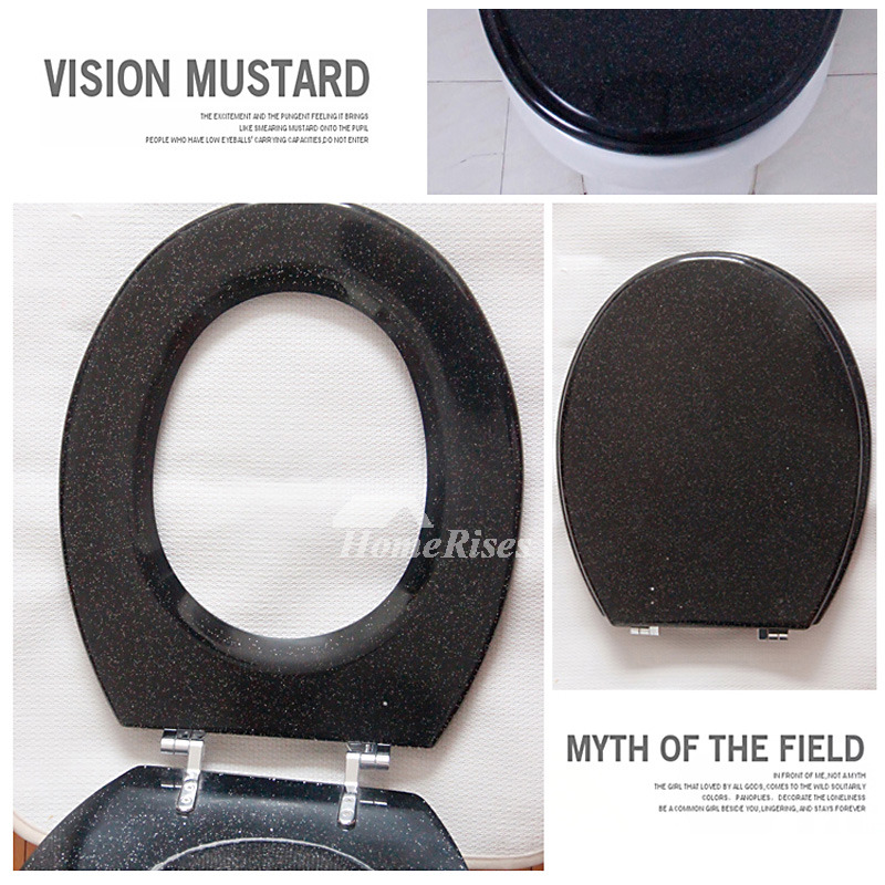 Glitter Toilet Seat Resin Black/Silver Undermount Elongated Colored Designer