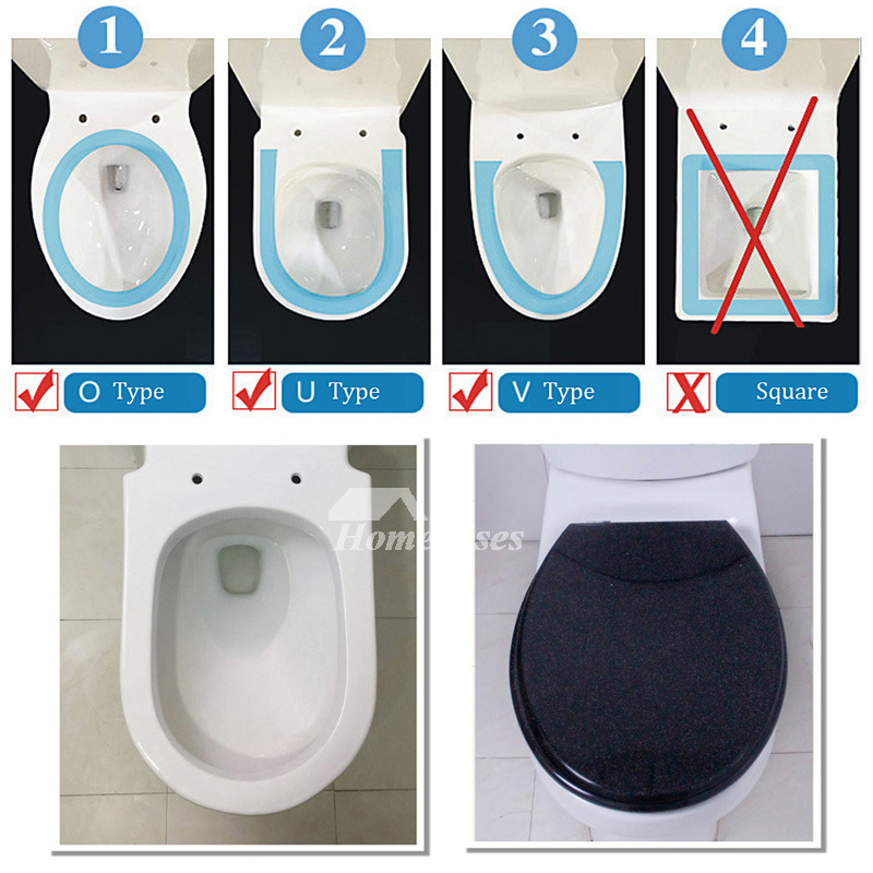 Glitter Toilet Seat Resin Black/Silver Undermount Elongated Colored