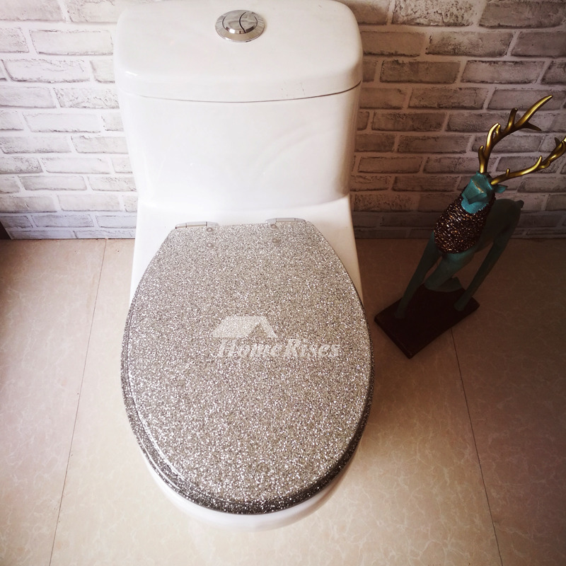 Gold Toilet Seat Glitter Resin Decorative Novelty Fancy Luxury Solid