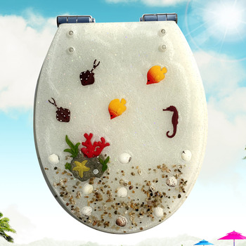 Decorative Toilet Seats Resin Soft Close White/Transparent Seashell Novelty