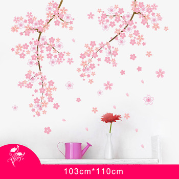 Cherry Blossom Wall Stickers Home Decor Self Adhesive Romantic 